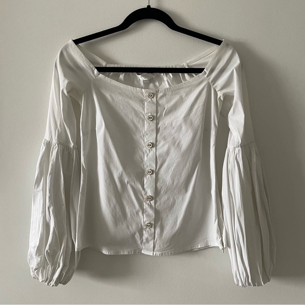 Caroline Constas fake button down off the shoulder shirt top size small
